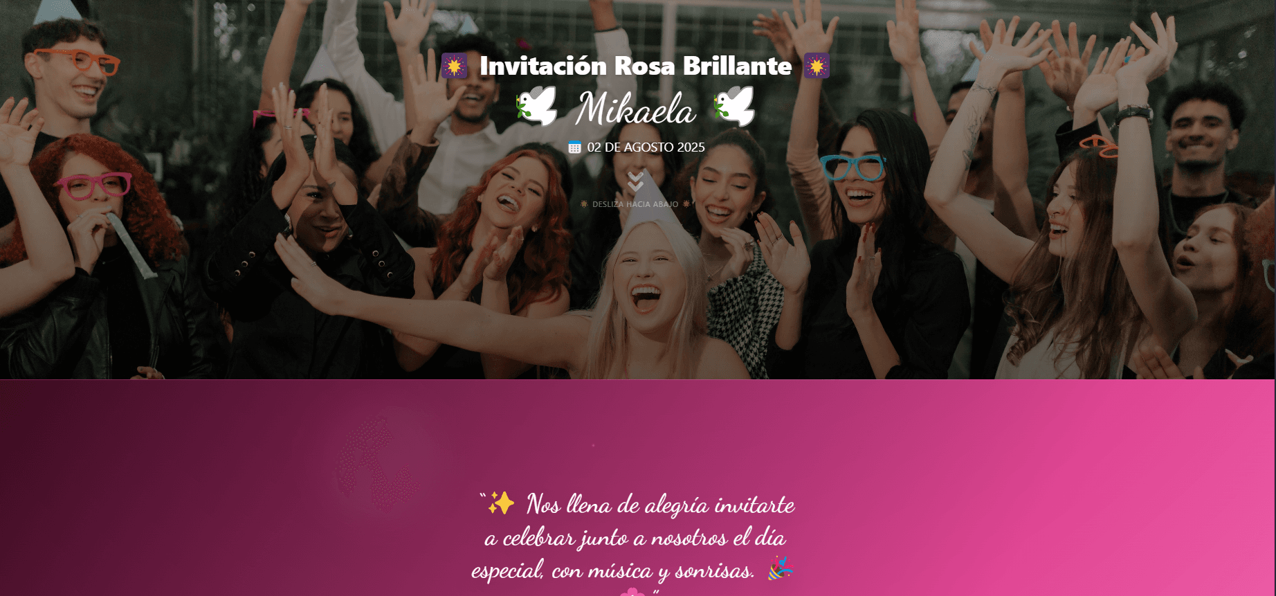 Invitación Rosa Brillante