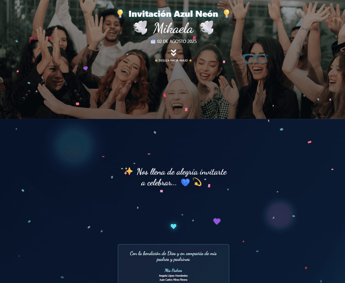 Invitación Azul Neón